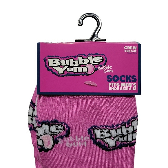 3/$20 Bubble Yum Gum Crew Crazy Socks Mens Womens Pink Unique Fun - Picture 3 of 5